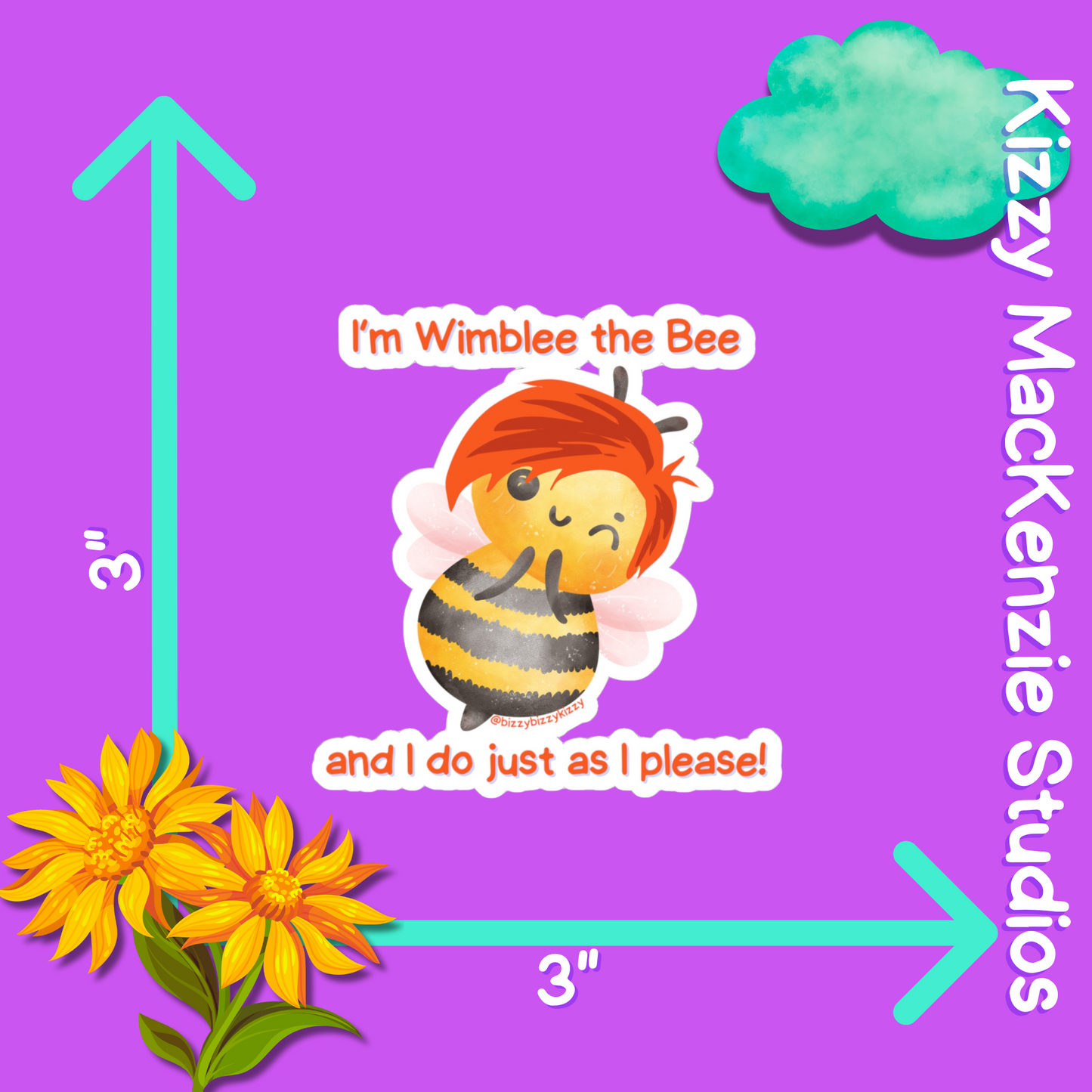 Wimblee the Bee Kiss-Cut Stickers Honey Bee Stickers for Kids Nature Lover Stickers Funny Stickers for Kids