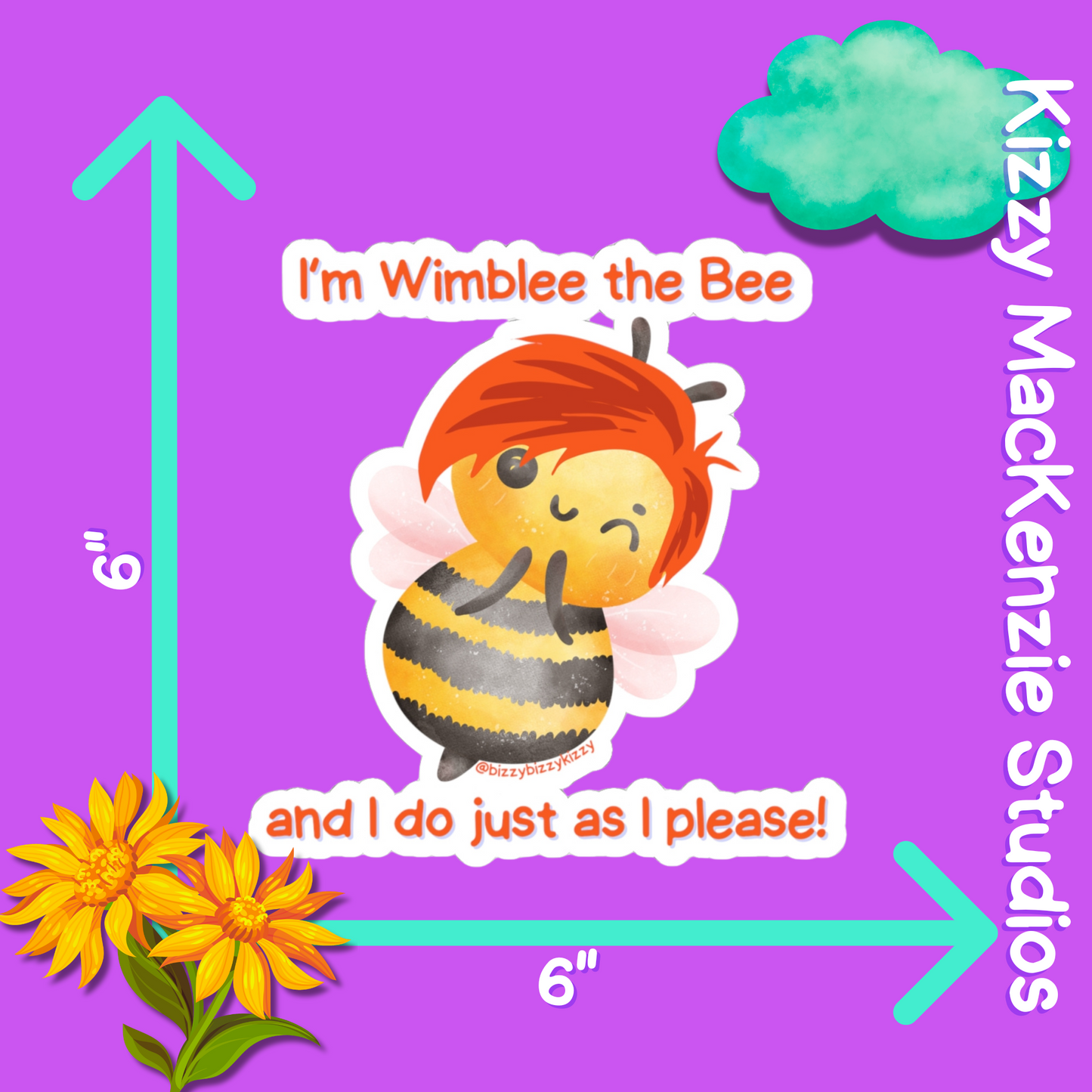 Wimblee the Bee Kiss-Cut Stickers Honey Bee Stickers for Kids Nature Lover Stickers Funny Stickers for Kids