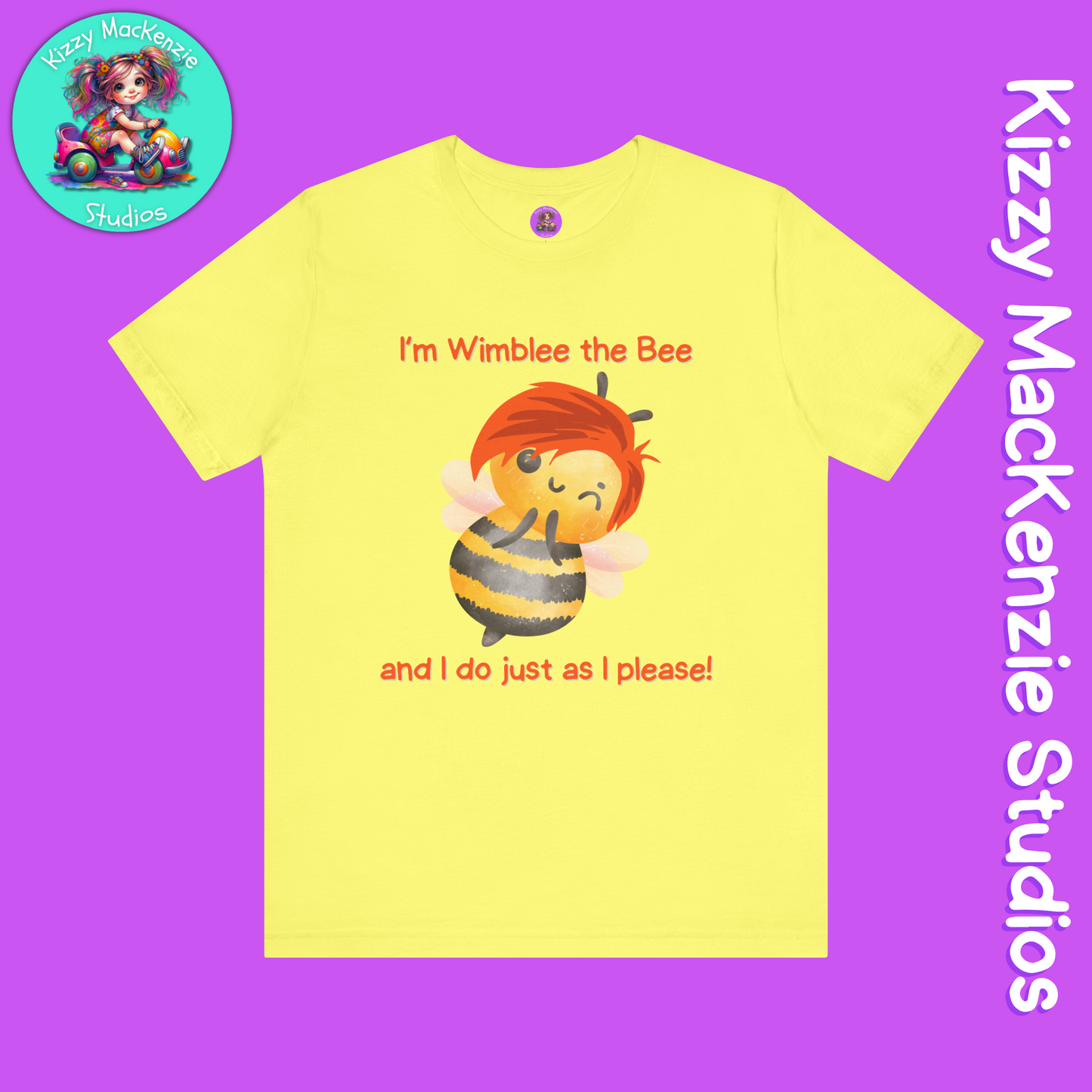 Wimblee the Bee T-Shirt Funny Honey Bee Tee Shirt Nature Gift Colorful Bee Art Pollinator Shirt for Him or Her Adult Unisex Jersey Short Sleeve T-Shirt