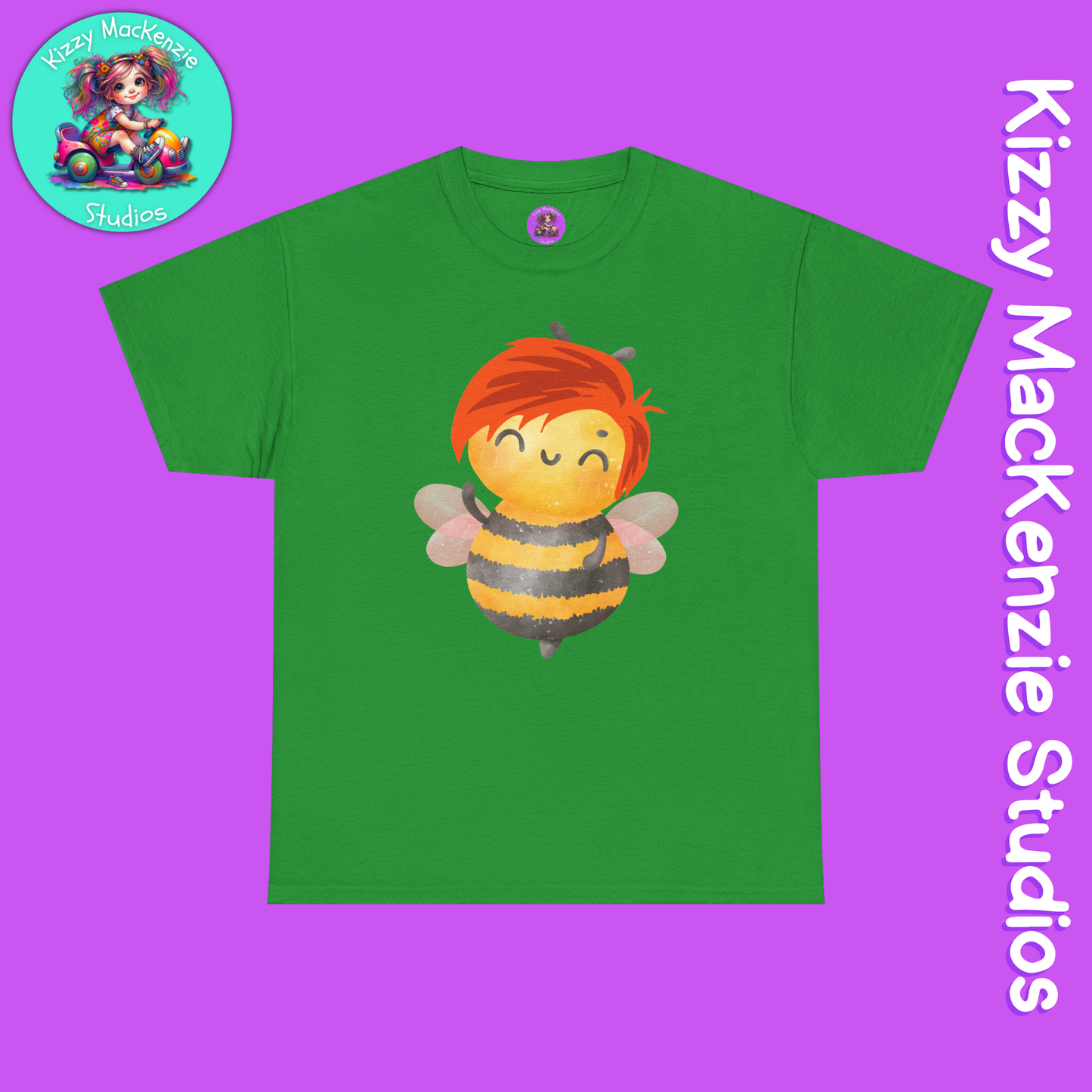 Wimblee the Bee Cute Honey Bee Tee Red-Haired Gift Nature Lover Gift for Him or Her Adult Unisex Heavy Cotton Tee