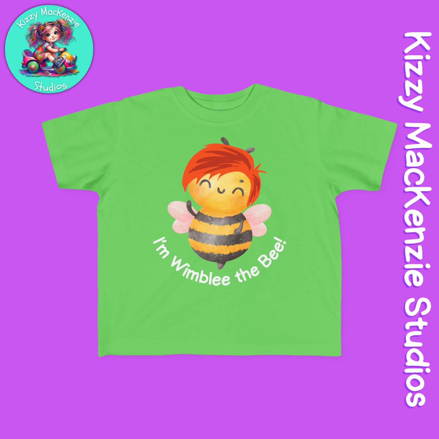 Wimblee the Bee Shirt Colorful Honey Bee Red-Haired Gift for Child Fine Jersey Tee for Toddler Clothes