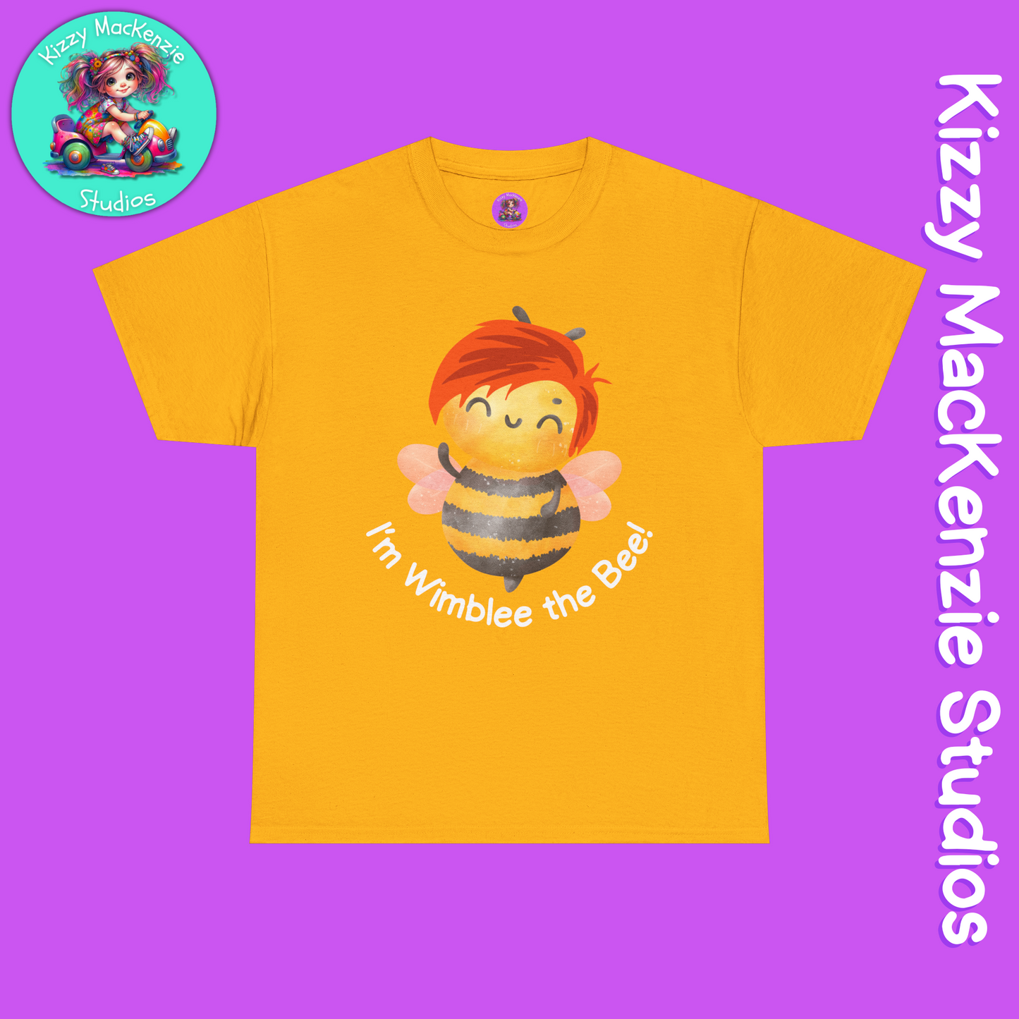 Wimblee the Bee Shirt Cute Honey Bee Tee Short Sleeve Shirt Redhead Gift for Him or Her Environment Shirt Adult Unisex Heavy Cotton Tee