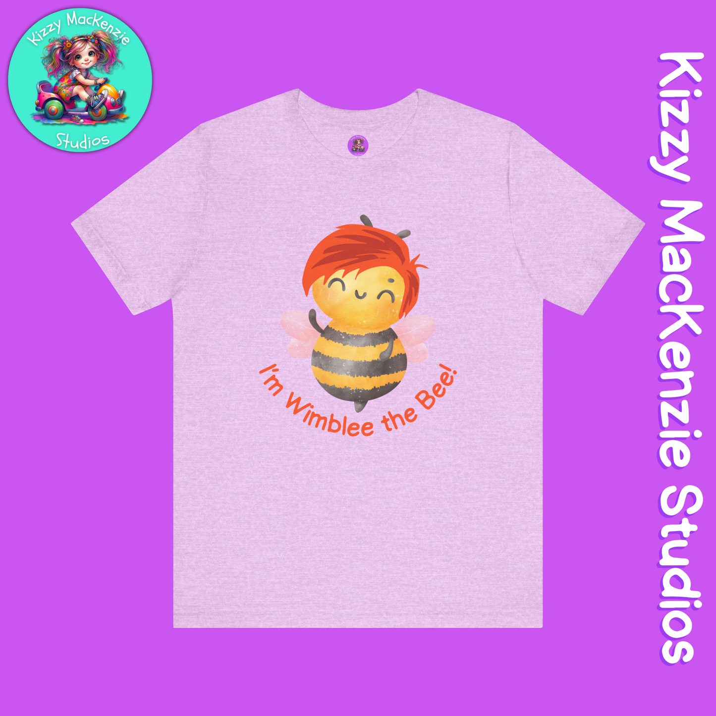 Wimblee the Bee Tee Shirt Red-Haired Honey Bee Gift for Him or Her Colorful Nature Art Adult Unisex Jersey Short Sleeve T-Shirt