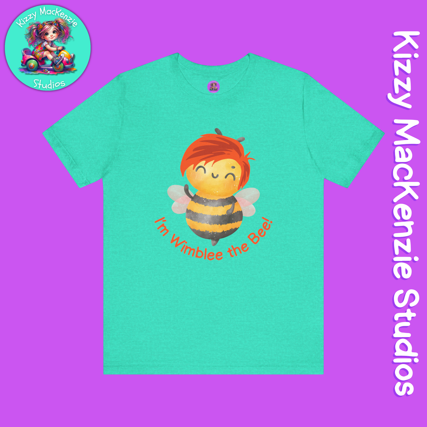 Wimblee the Bee Tee Shirt Red-Haired Honey Bee Gift for Him or Her Colorful Nature Art Adult Unisex Jersey Short Sleeve T-Shirt