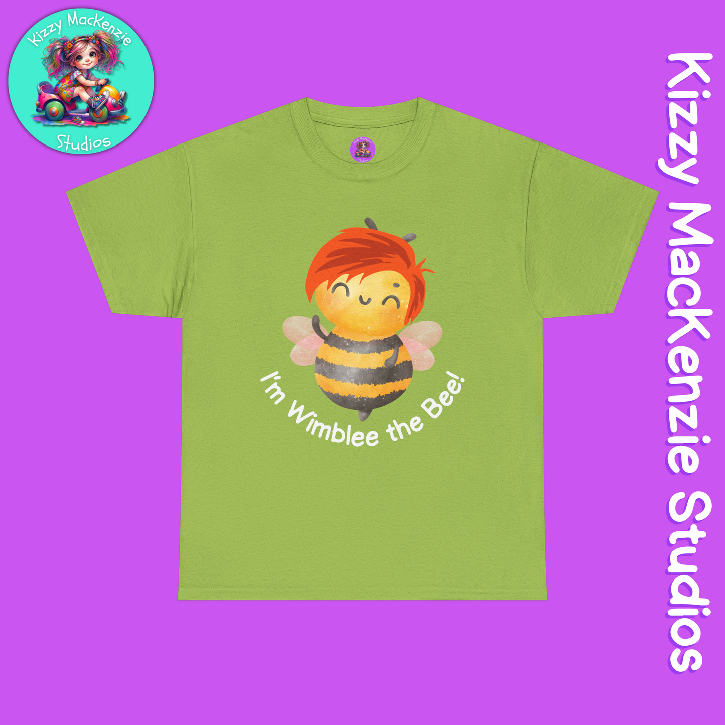 Wimblee the Bee Shirt Cute Honey Bee Tee Short Sleeve Shirt Redhead Gift for Him or Her Environment Shirt Adult Unisex Heavy Cotton Tee