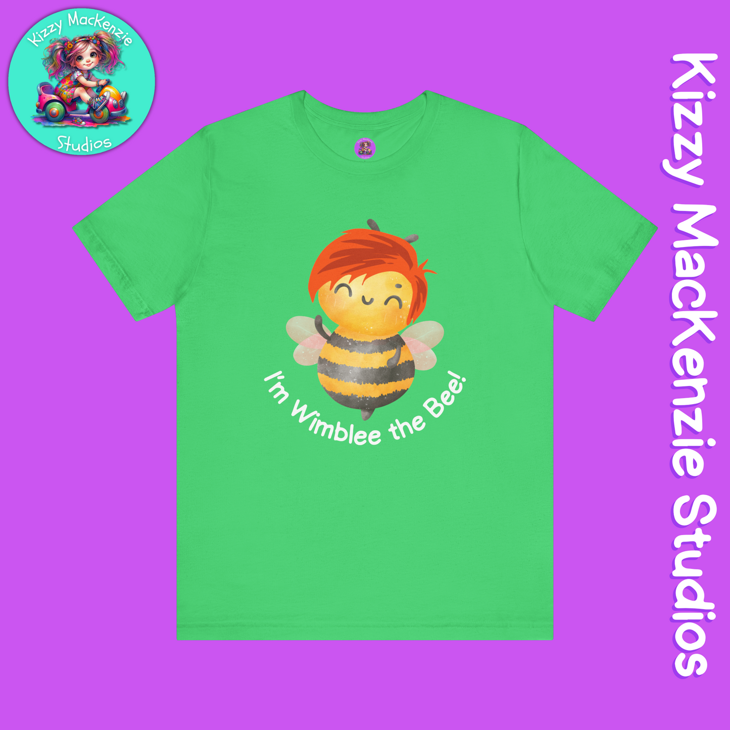 Wimblee the Bee Tee Shirt Red-Haired Honey Bee Gift for Him or Her Colorful Nature Art Adult Unisex Jersey Short Sleeve T-Shirt