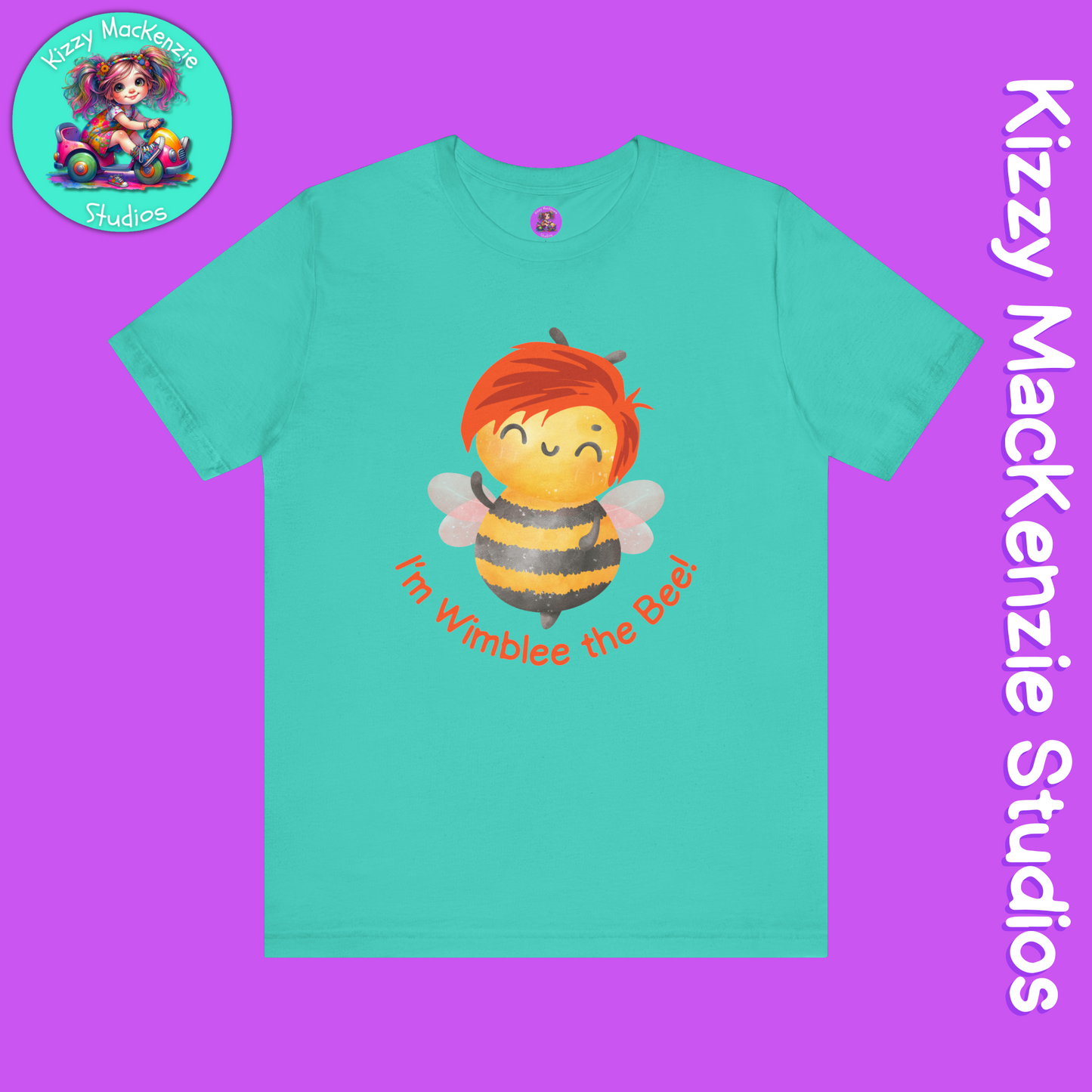 Wimblee the Bee Tee Shirt Red-Haired Honey Bee Gift for Him or Her Colorful Nature Art Adult Unisex Jersey Short Sleeve T-Shirt