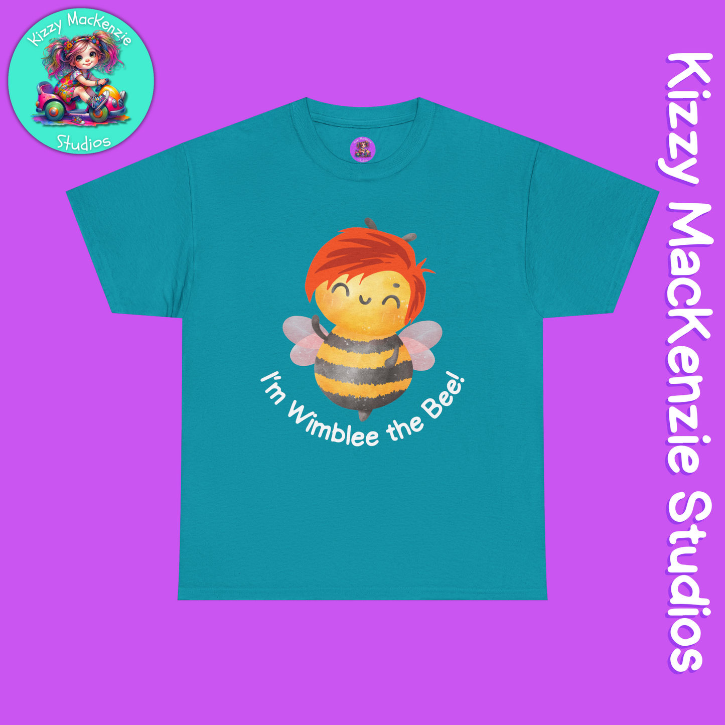 Wimblee the Bee Shirt Cute Honey Bee Tee Short Sleeve Shirt Redhead Gift for Him or Her Environment Shirt Adult Unisex Heavy Cotton Tee