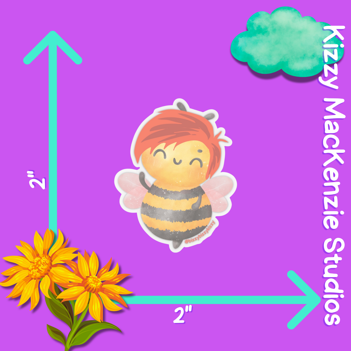 Wimblee the Bee Kiss-Cut Stickers Pollinator Stickers Honey Bee Conservation Stickers for Kids Colorful Bee Art