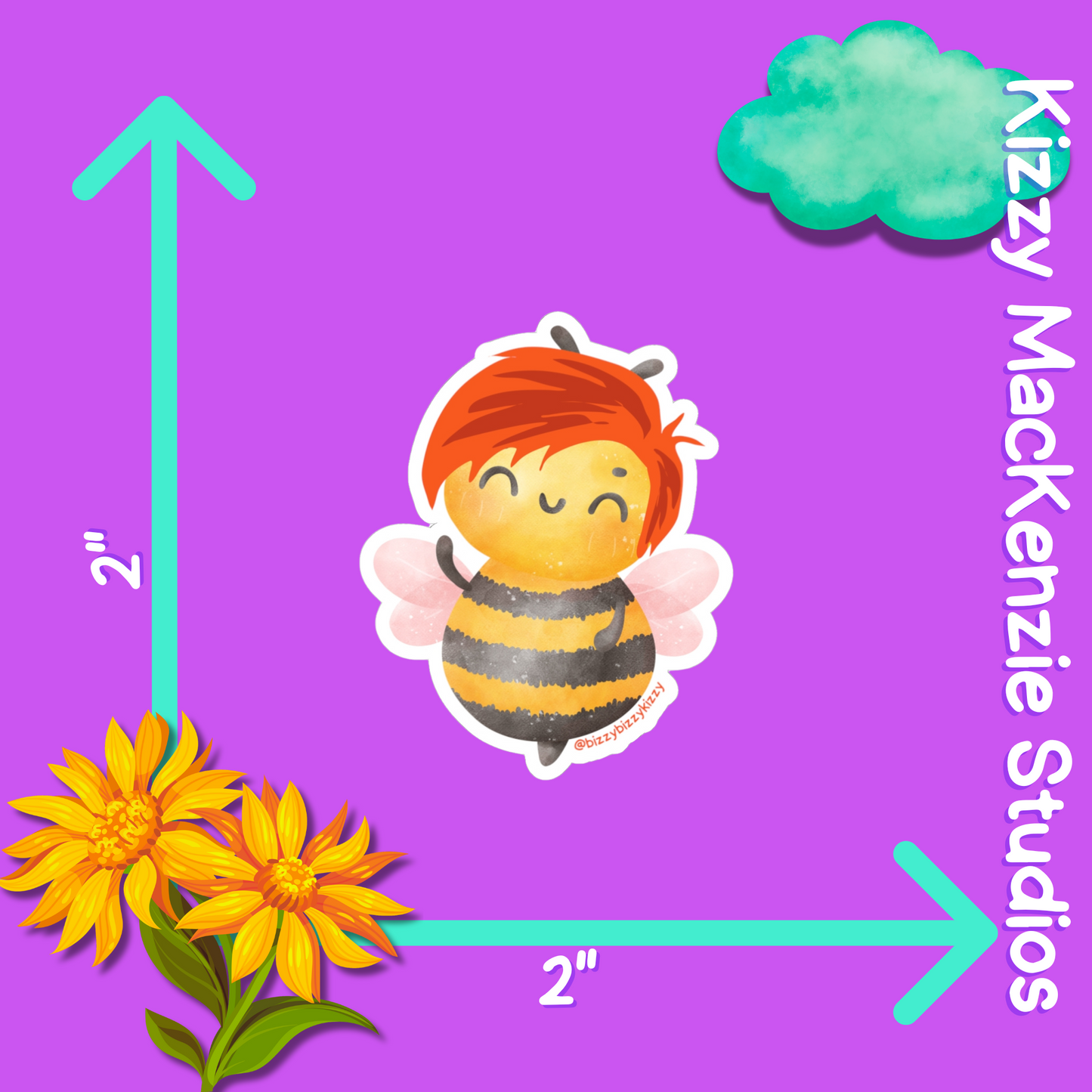 Wimblee the Bee Kiss-Cut Stickers Pollinator Stickers Honey Bee Conservation Stickers for Kids Colorful Bee Art