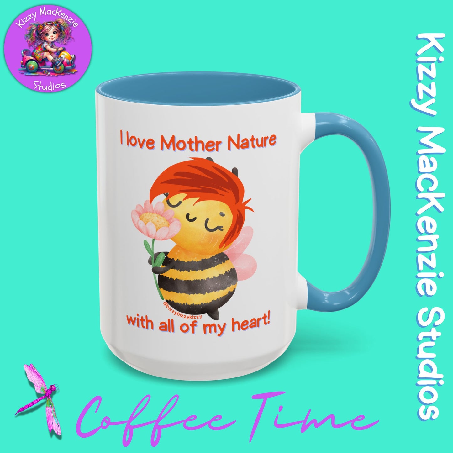 Wimblee the Bee Accent Coffee Mug Gift for Her I Love Mother Nature Flowers Honey Bees Housewarming Gift