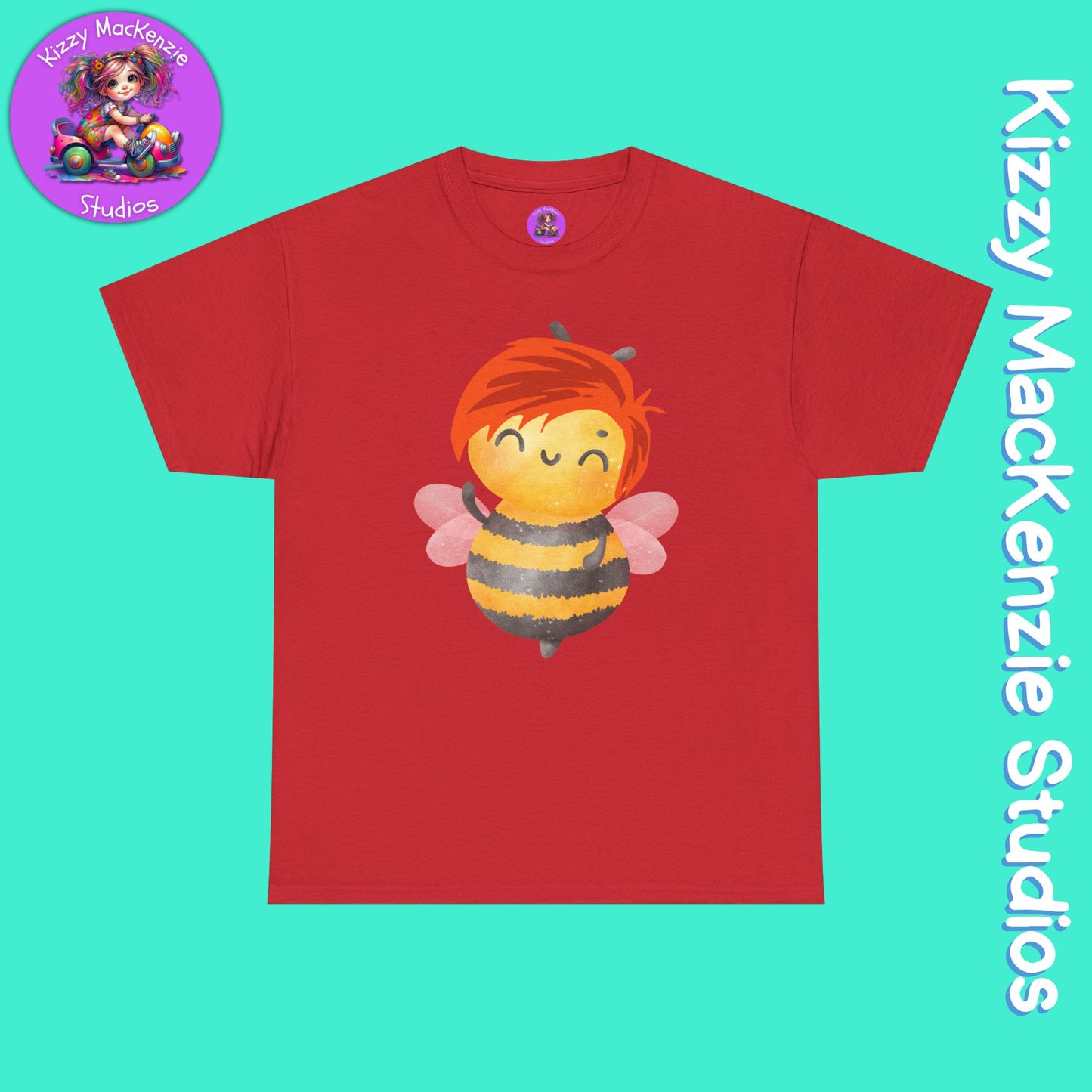 Wimblee the Bee Cute Honey Bee Tee Red-Haired Gift Nature Lover Gift for Him or Her Adult Unisex Heavy Cotton Tee