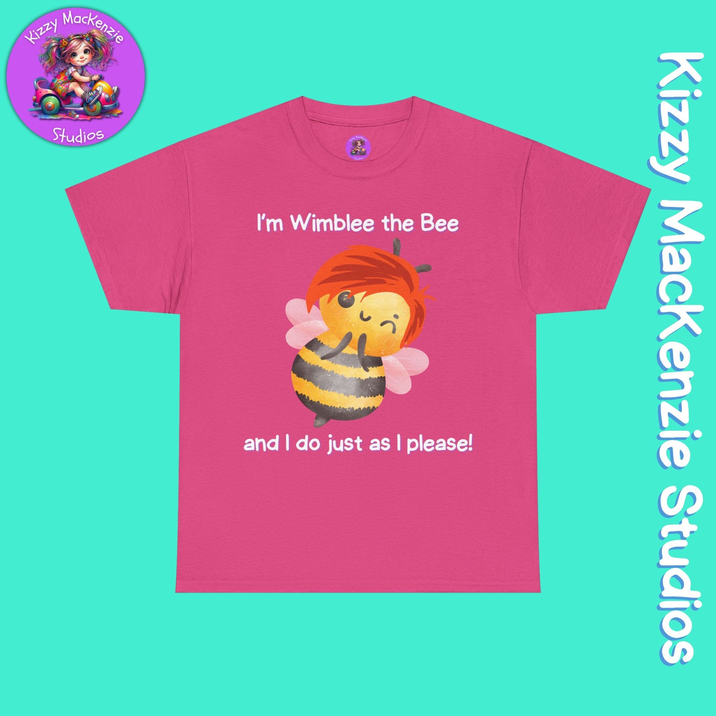 Wimblee the Bee Funny Honey Bee T-Shirt Spring Tee for Him or Her Teacher Appreciation Gift Unisex Heavy Cotton Tee