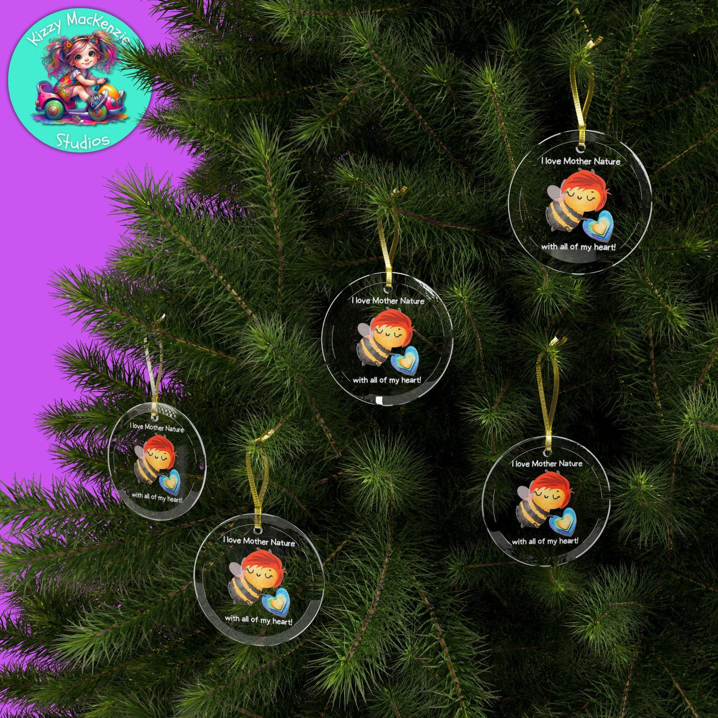 Wimblee the Bee Ornament Holiday Gift Mother Nature Glass Ornaments Nature Lover Gift