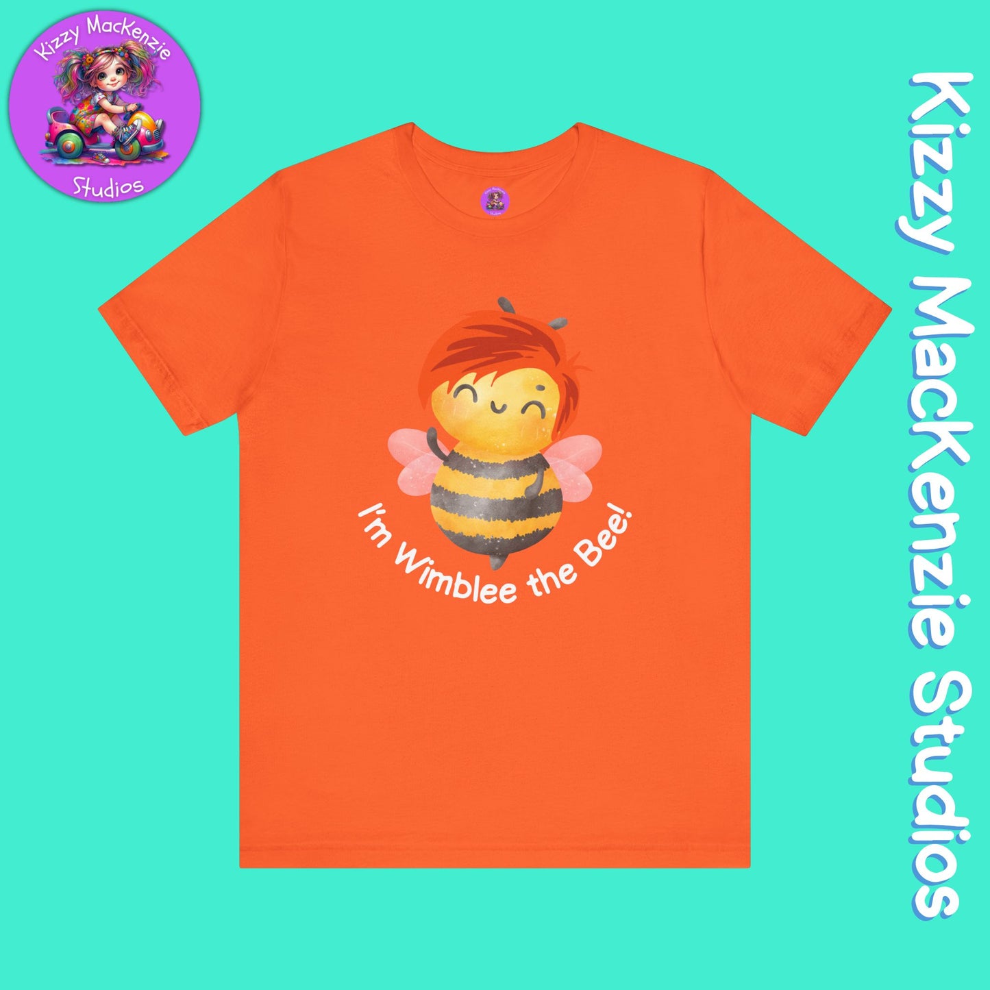 Wimblee the Bee Tee Shirt Red-Haired Honey Bee Gift for Him or Her Colorful Nature Art Adult Unisex Jersey Short Sleeve T-Shirt