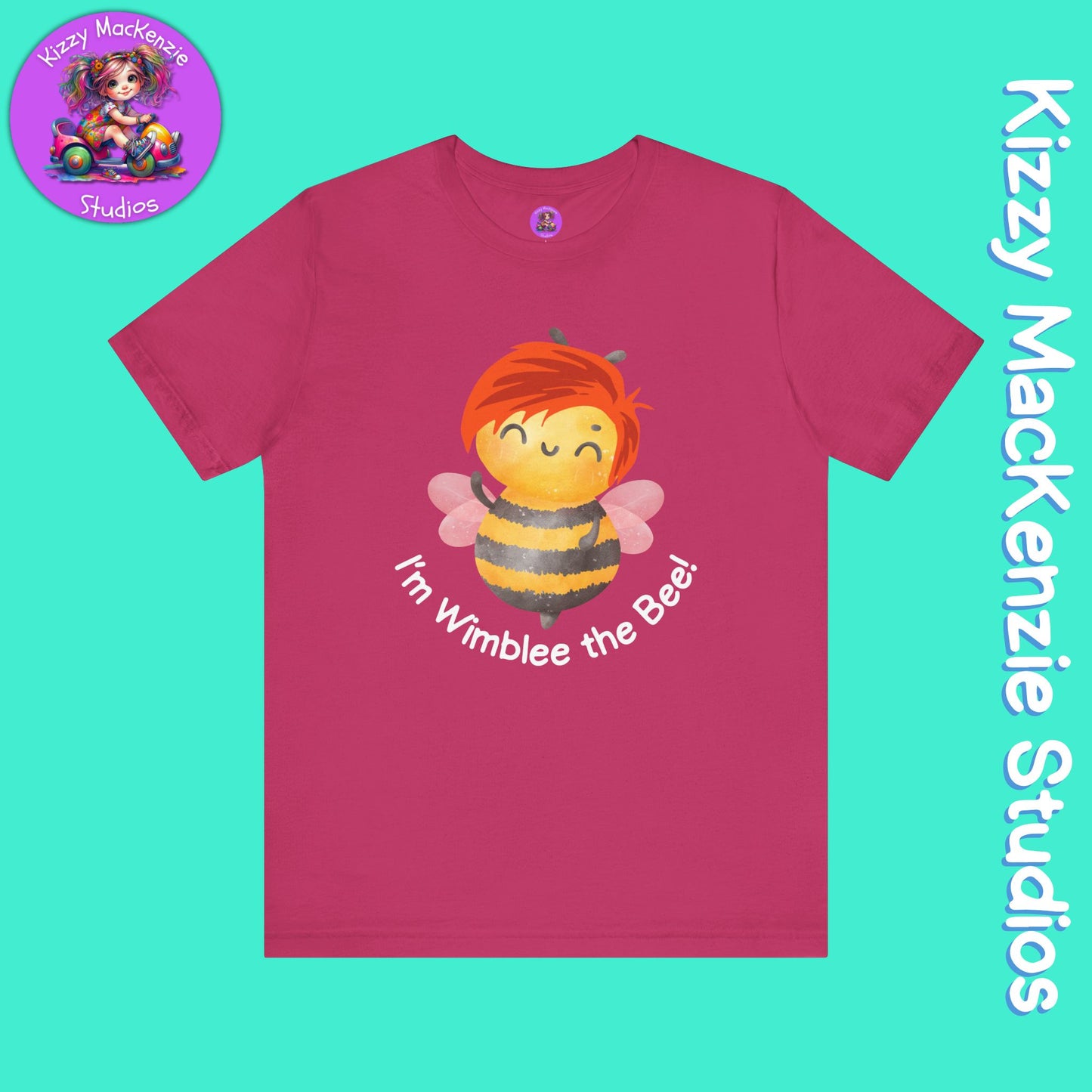 Wimblee the Bee Tee Shirt Red-Haired Honey Bee Gift for Him or Her Colorful Nature Art Adult Unisex Jersey Short Sleeve T-Shirt