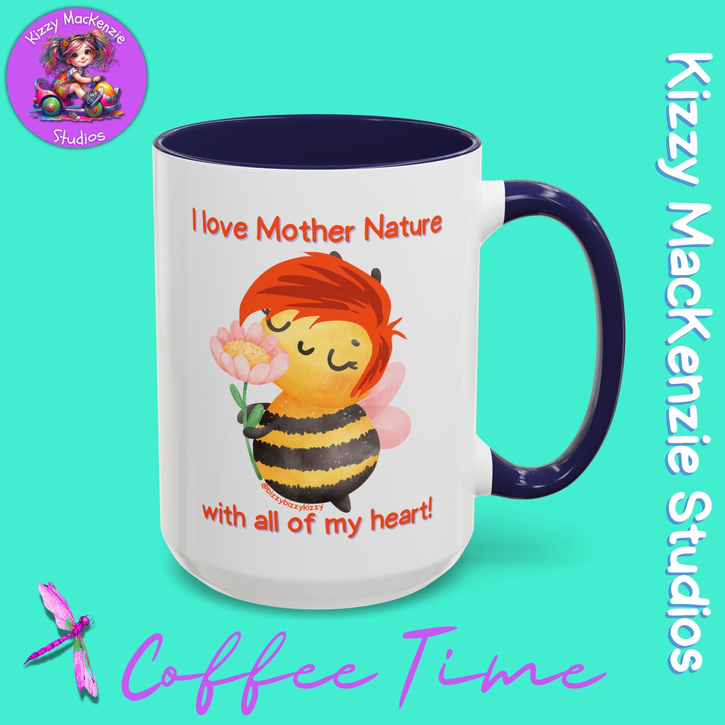 Wimblee the Bee Accent Coffee Mug Gift for Her I Love Mother Nature Flowers Honey Bees Housewarming Gift