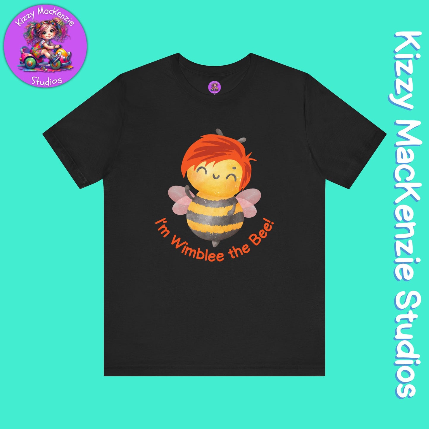 Wimblee the Bee Tee Shirt Red-Haired Honey Bee Gift for Him or Her Colorful Nature Art Adult Unisex Jersey Short Sleeve T-Shirt