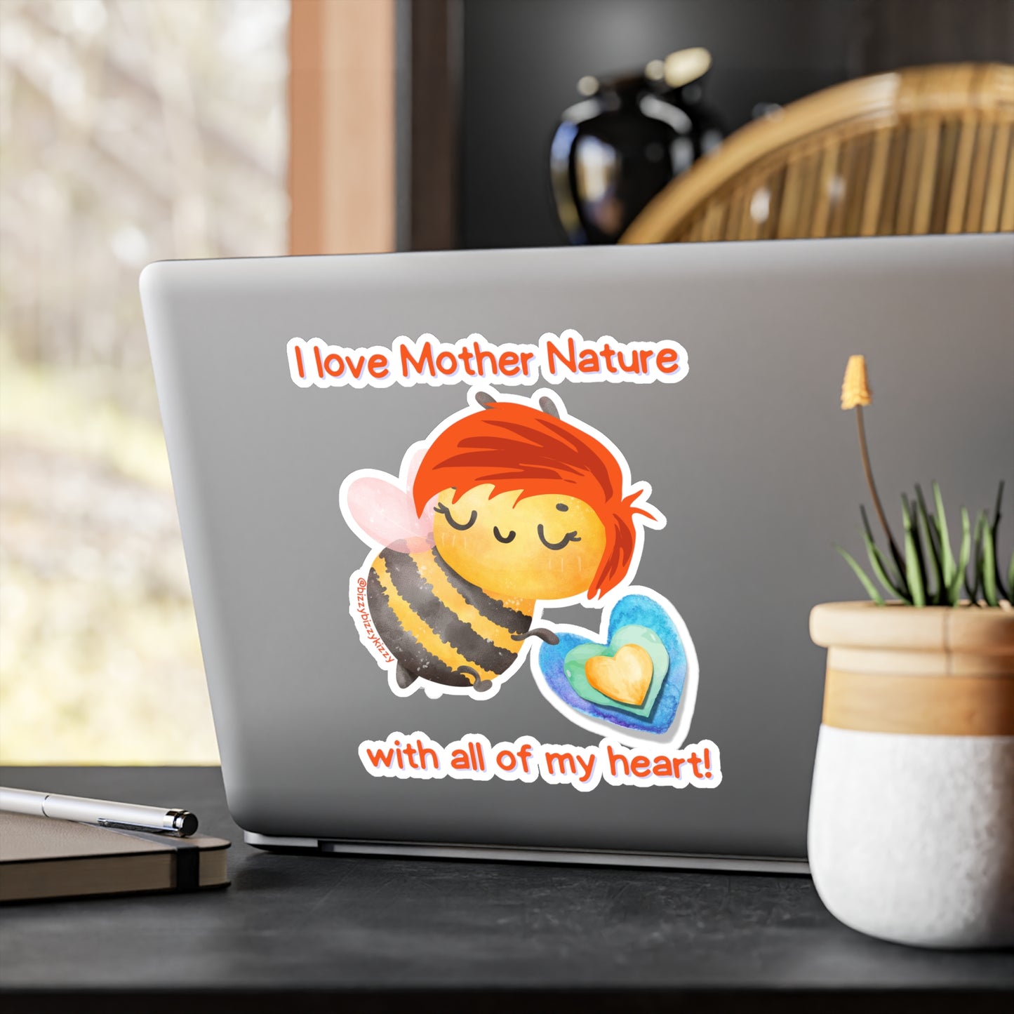 Wimblee the Bee Kiss-Cut Vinyl Decals Mother Nature Decal Honey Bee Lover Gift for Kids