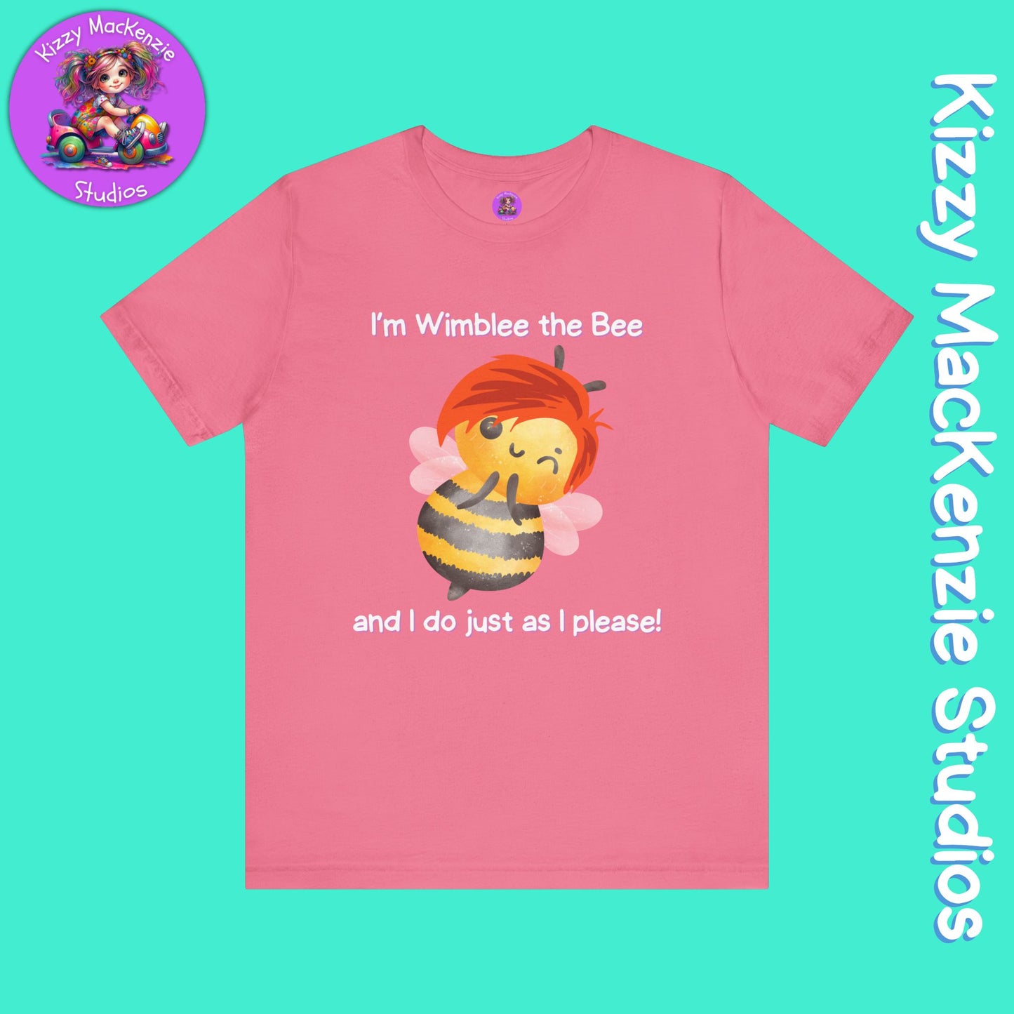 Wimblee the Bee T-Shirt Funny Honey Bee Tee Shirt Nature Gift Colorful Bee Art Pollinator Shirt for Him or Her Adult Unisex Jersey Short Sleeve T-Shirt