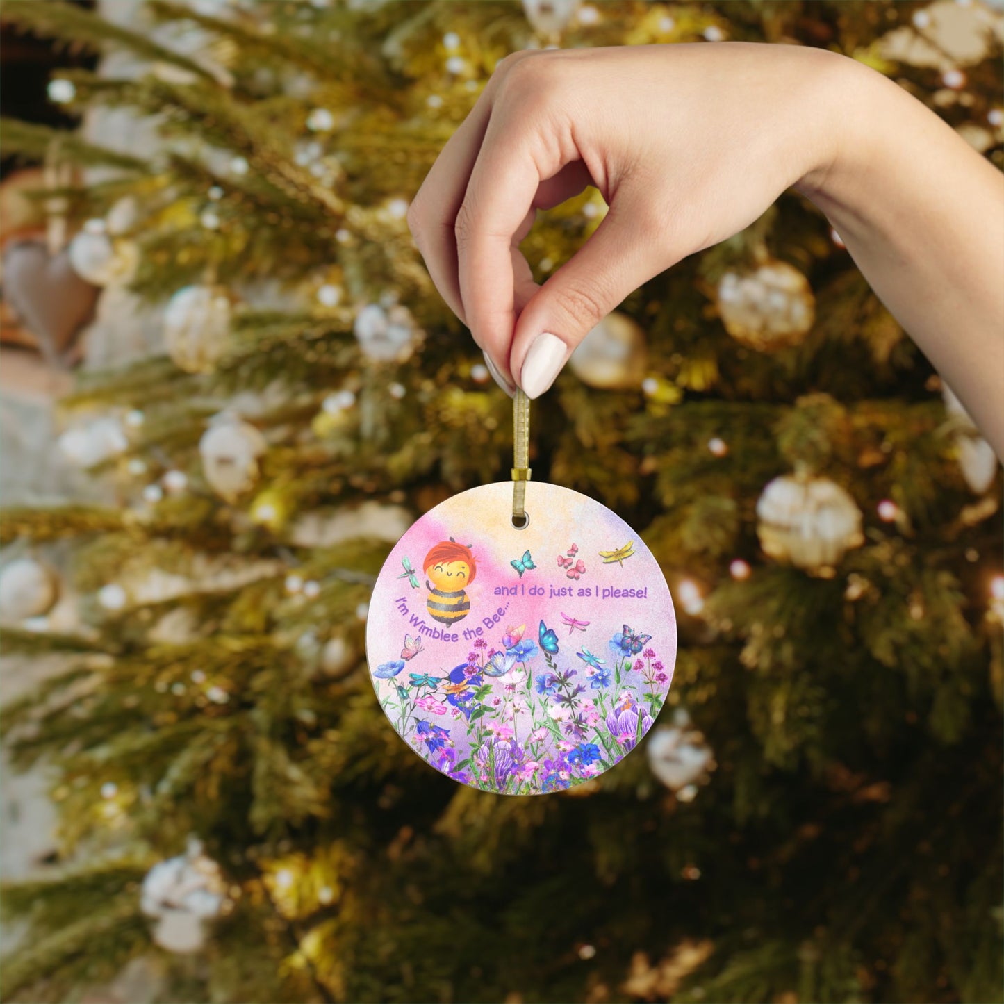 Wimblee the Bee Christmas Ornament Holiday Decor Wildflowers Honey Bee Glass Ornaments Teacher Gift