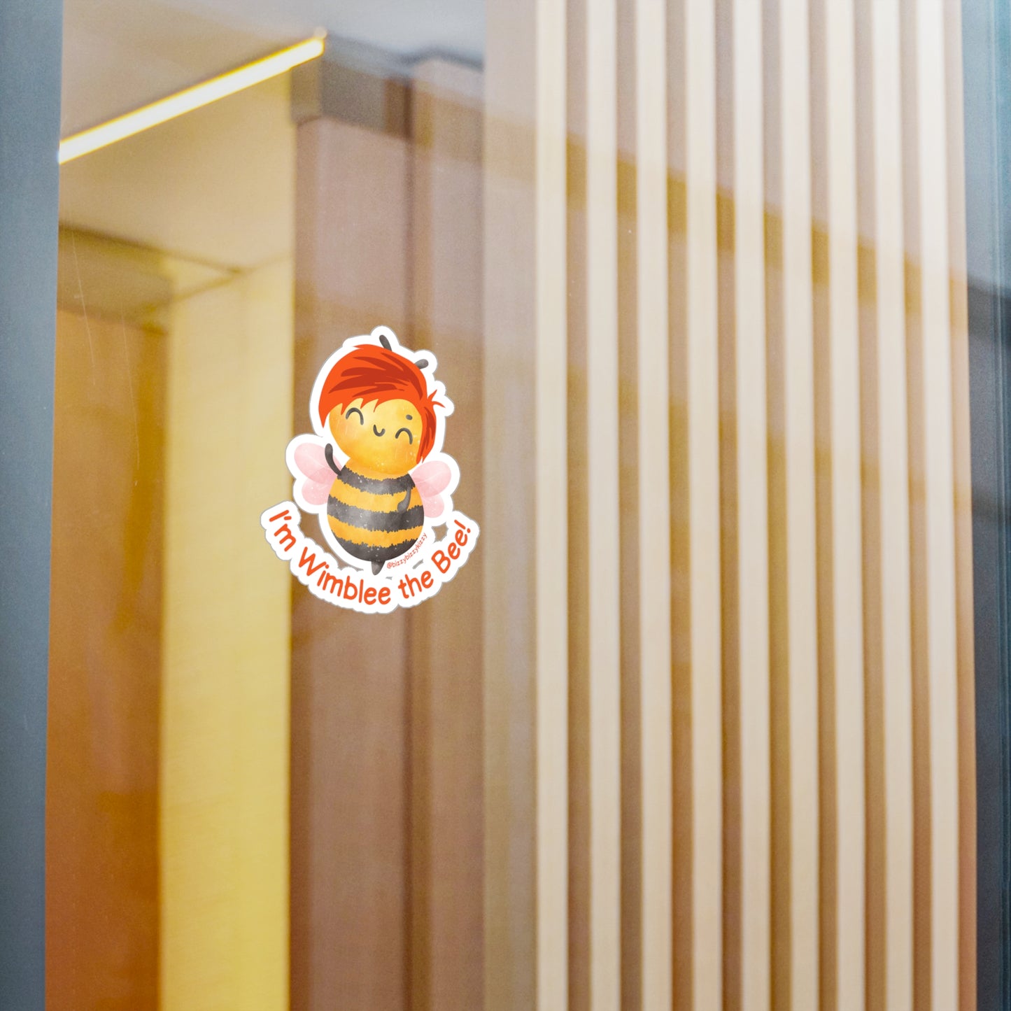Wimblee the Bee Kiss-Cut Vinyl Decals Honey Bee Decal Red-Haired Art Bee Appreciation Gift