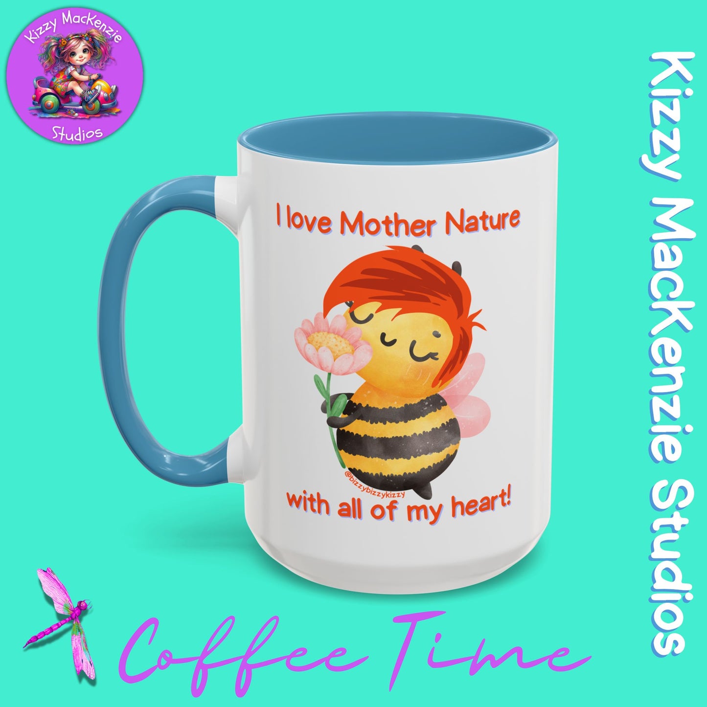 Wimblee the Bee Accent Coffee Mug Gift for Her I Love Mother Nature Flowers Honey Bees Housewarming Gift