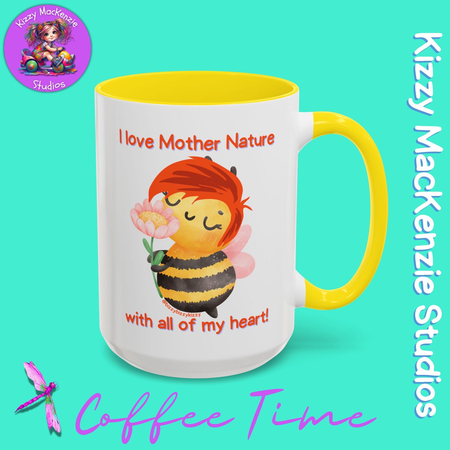 Wimblee the Bee Accent Coffee Mug Gift for Her I Love Mother Nature Flowers Honey Bees Housewarming Gift