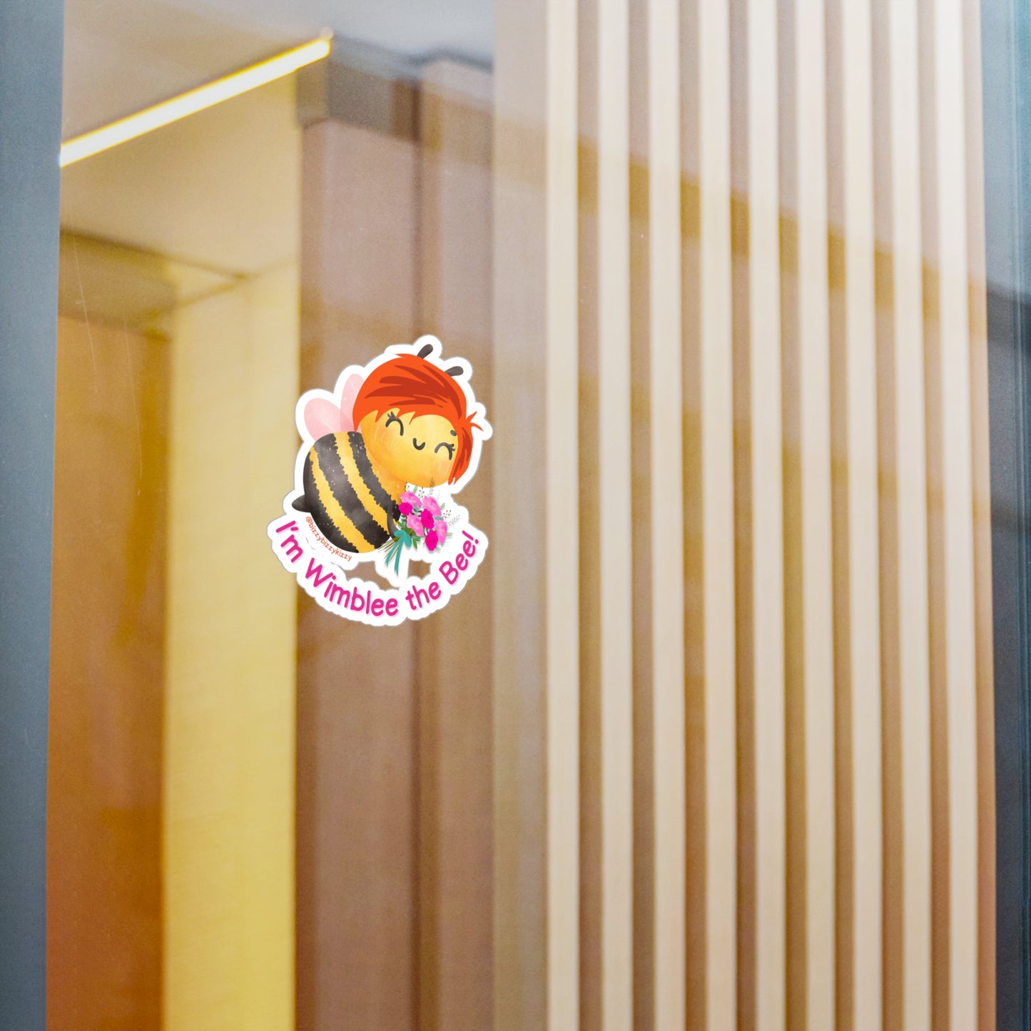 Wimblee the Bee Kiss-Cut Vinyl Decals Spring Flowers Decal Honey Bee Lover Gift Pollinator Decal