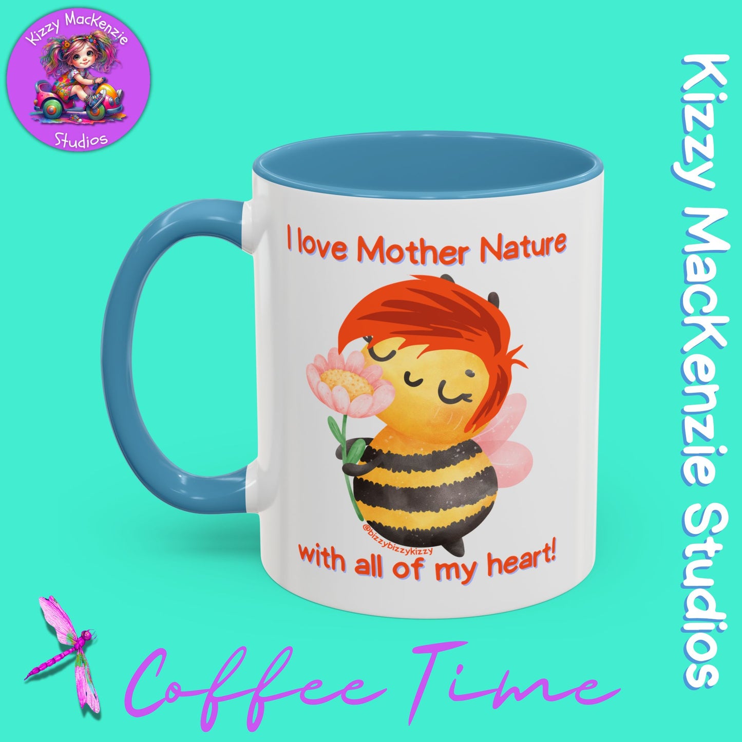 Wimblee the Bee Accent Coffee Mug Gift for Her I Love Mother Nature Flowers Honey Bees Housewarming Gift