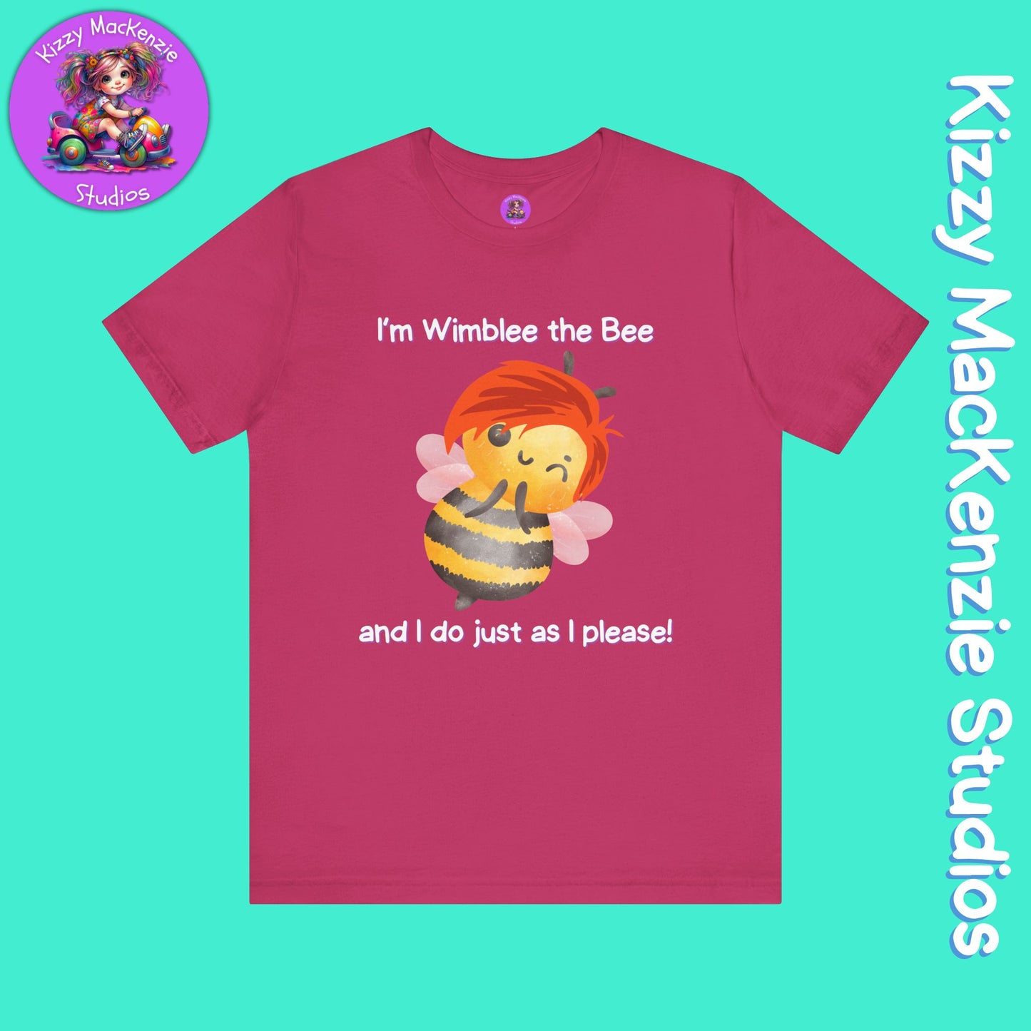 Wimblee the Bee T-Shirt Funny Honey Bee Tee Shirt Nature Gift Colorful Bee Art Pollinator Shirt for Him or Her Adult Unisex Jersey Short Sleeve T-Shirt