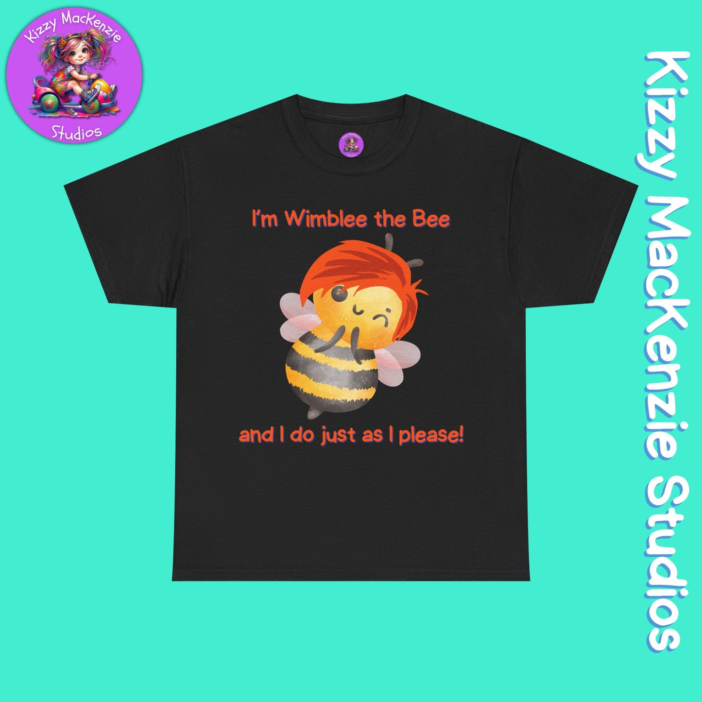 Wimblee the Bee Funny Honey Bee T-Shirt Spring Tee for Him or Her Teacher Appreciation Gift Unisex Heavy Cotton Tee