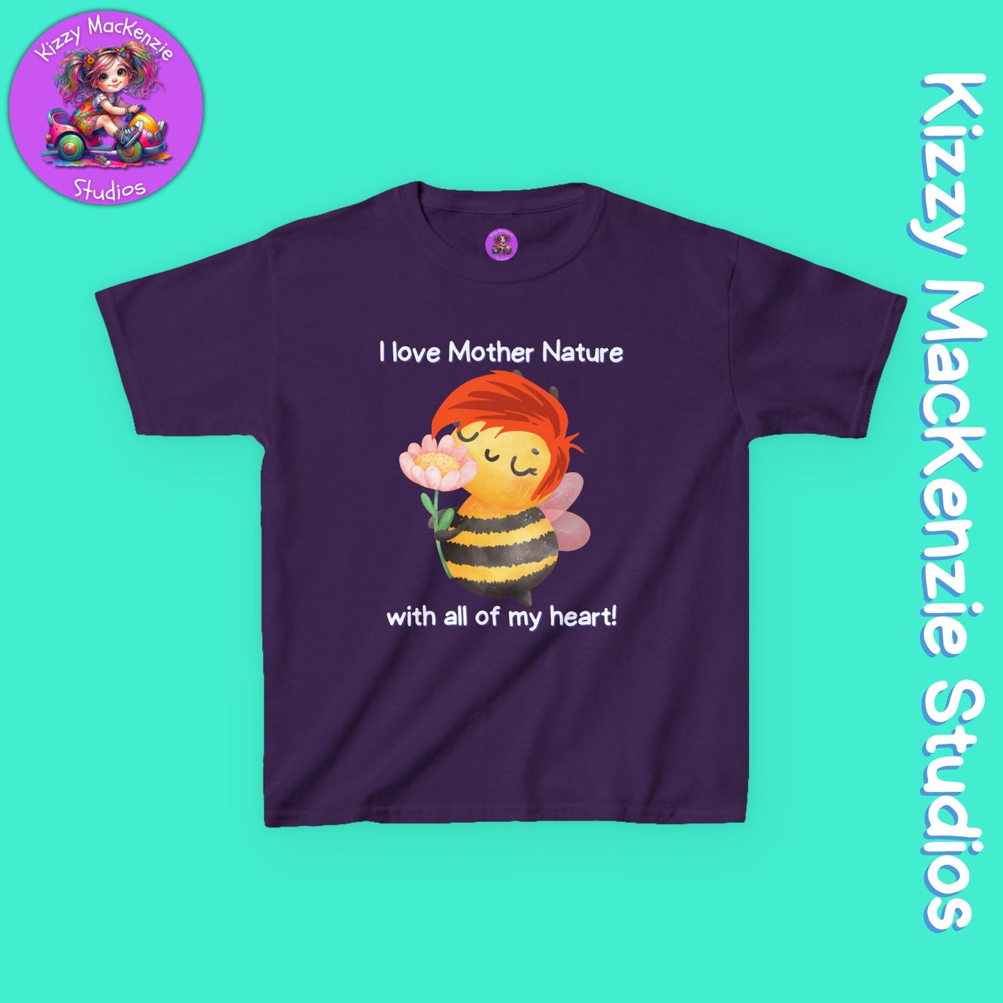 Wimblee the Bee Kids Tee I Love Mother Nature Gift for Child Colorful Honey Bee T-Shirt for Kids