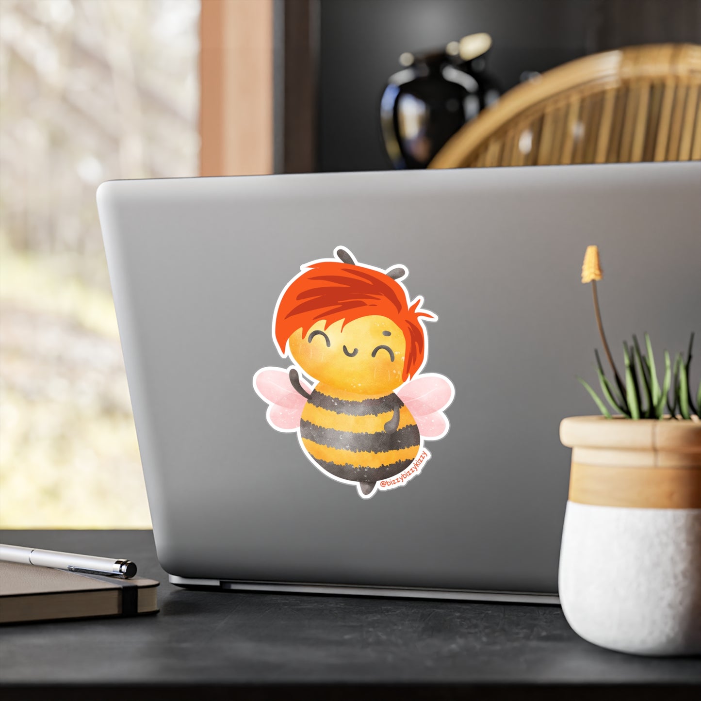 Wimblee the Bee Decal Colorful Honey Bee Kiss-Cut Vinyl Decals Cute Bee Art Gift