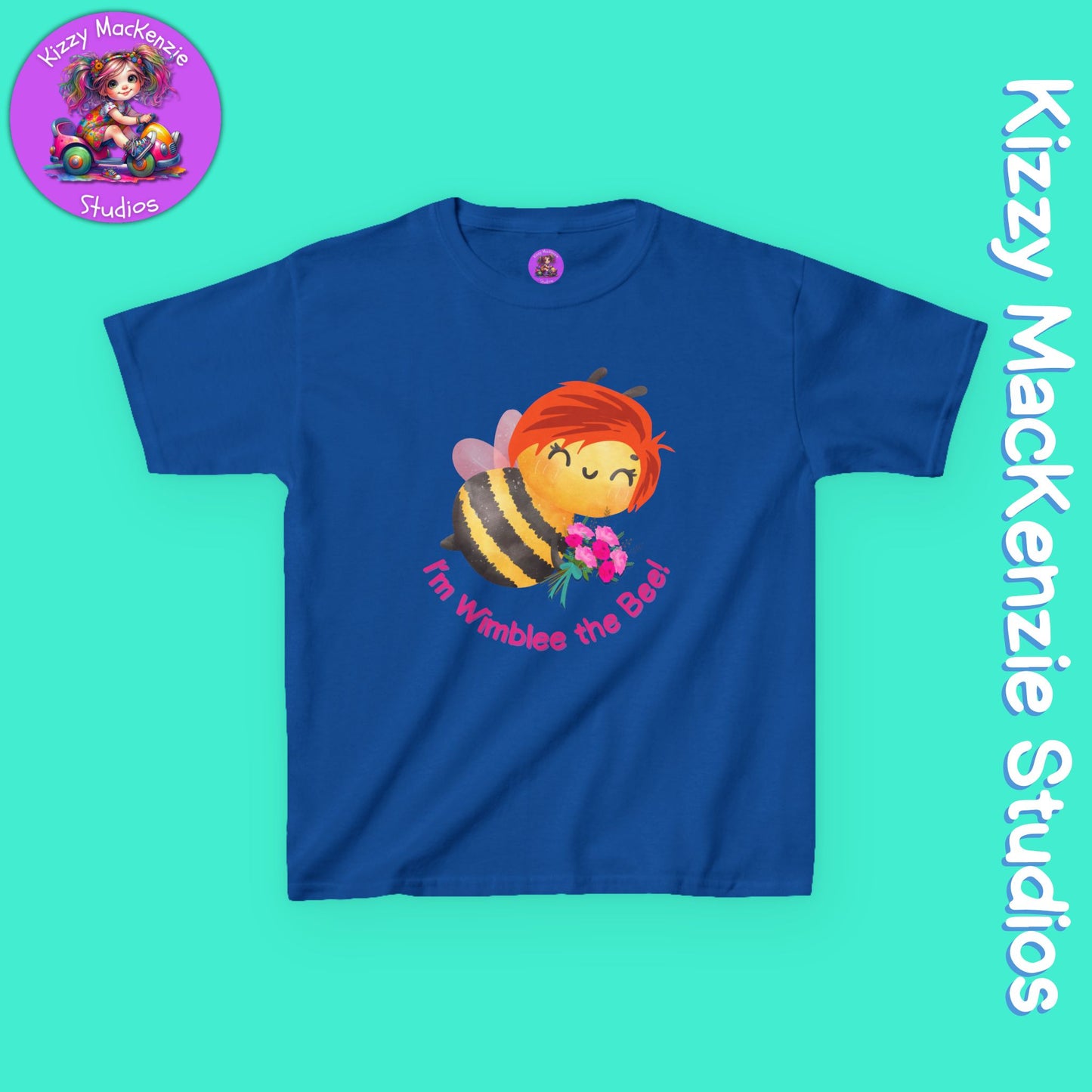 Wimblee the Bee Kids Spring Tee Shirt Bouquet of Flowers Nature Gift for Kids Honey Bee Art