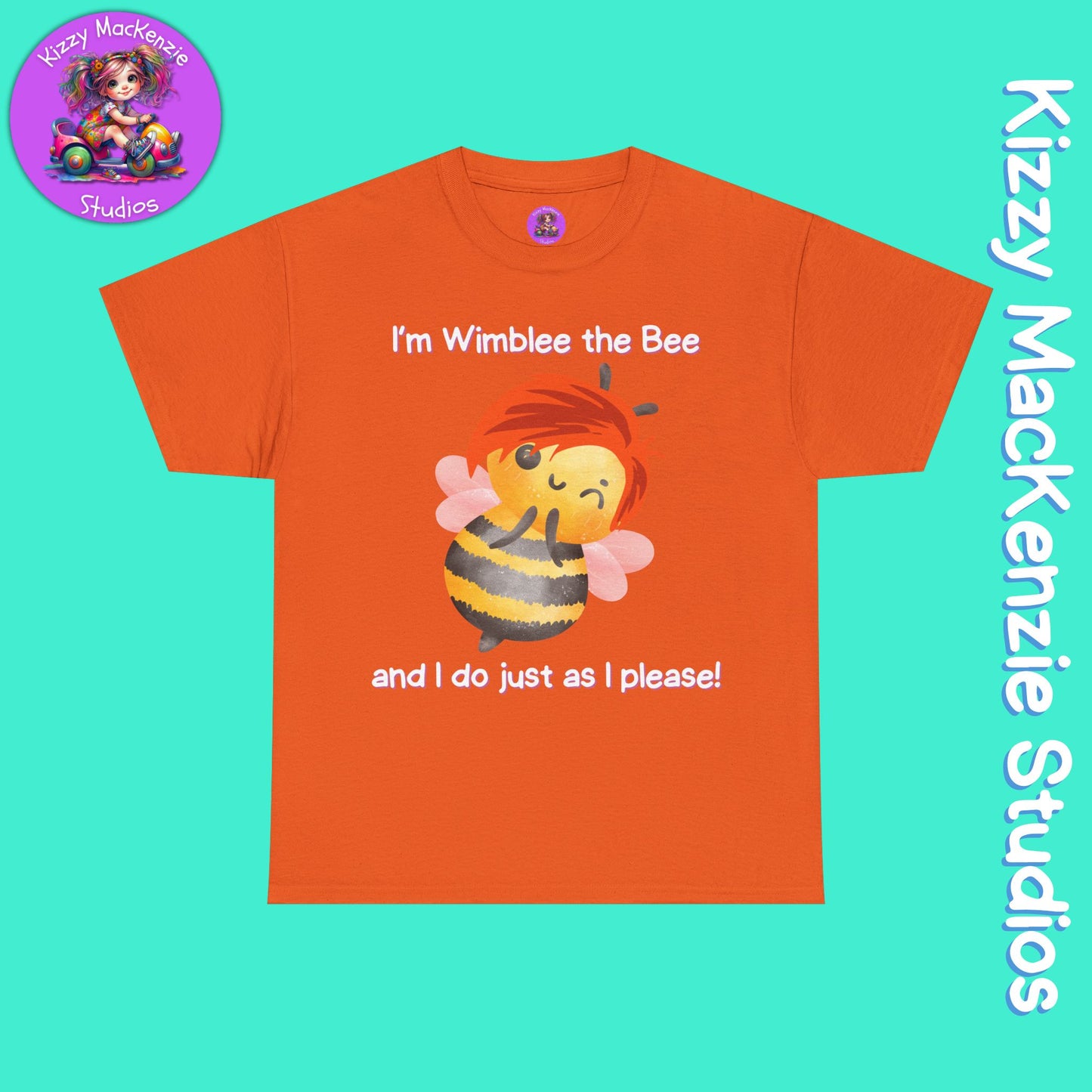 Wimblee the Bee Funny Honey Bee T-Shirt Spring Tee for Him or Her Teacher Appreciation Gift Unisex Heavy Cotton Tee