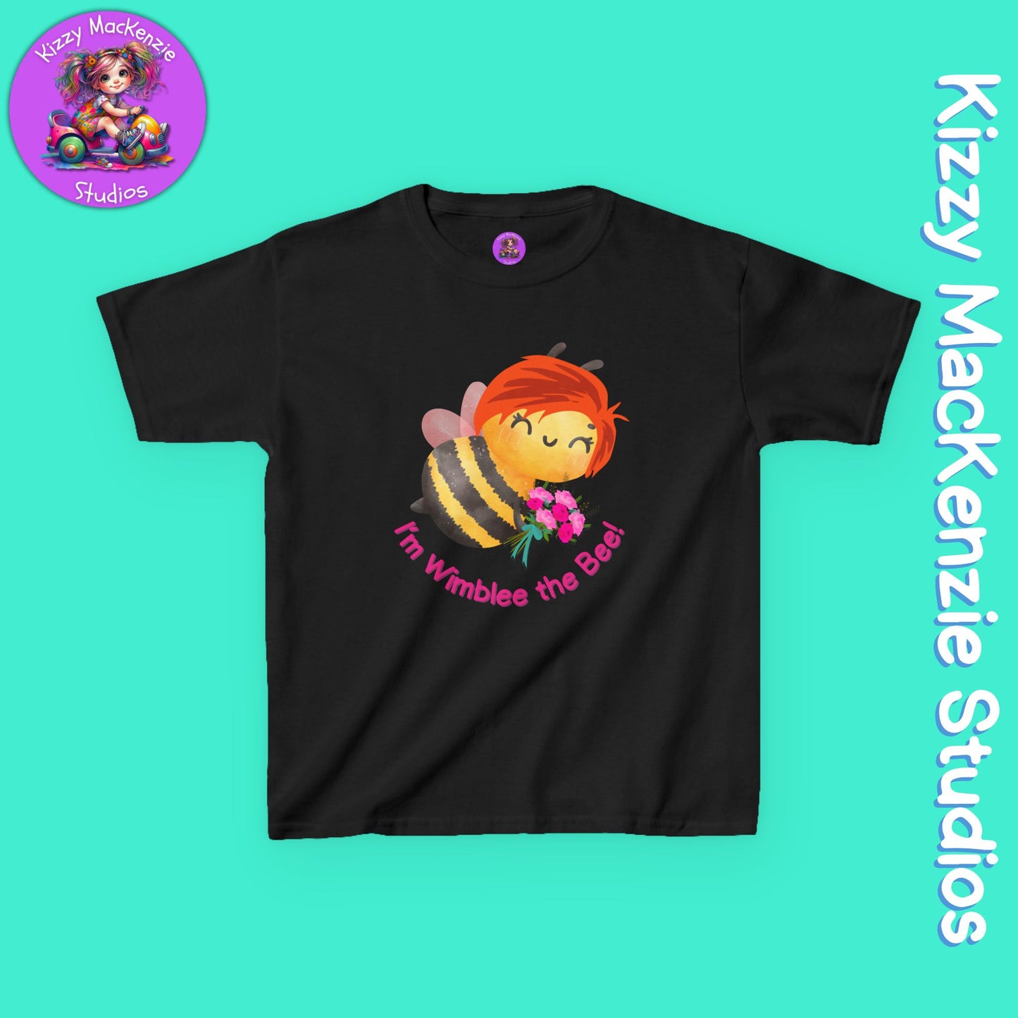 Wimblee the Bee Kids Spring Tee Shirt Bouquet of Flowers Nature Gift for Kids Honey Bee Art
