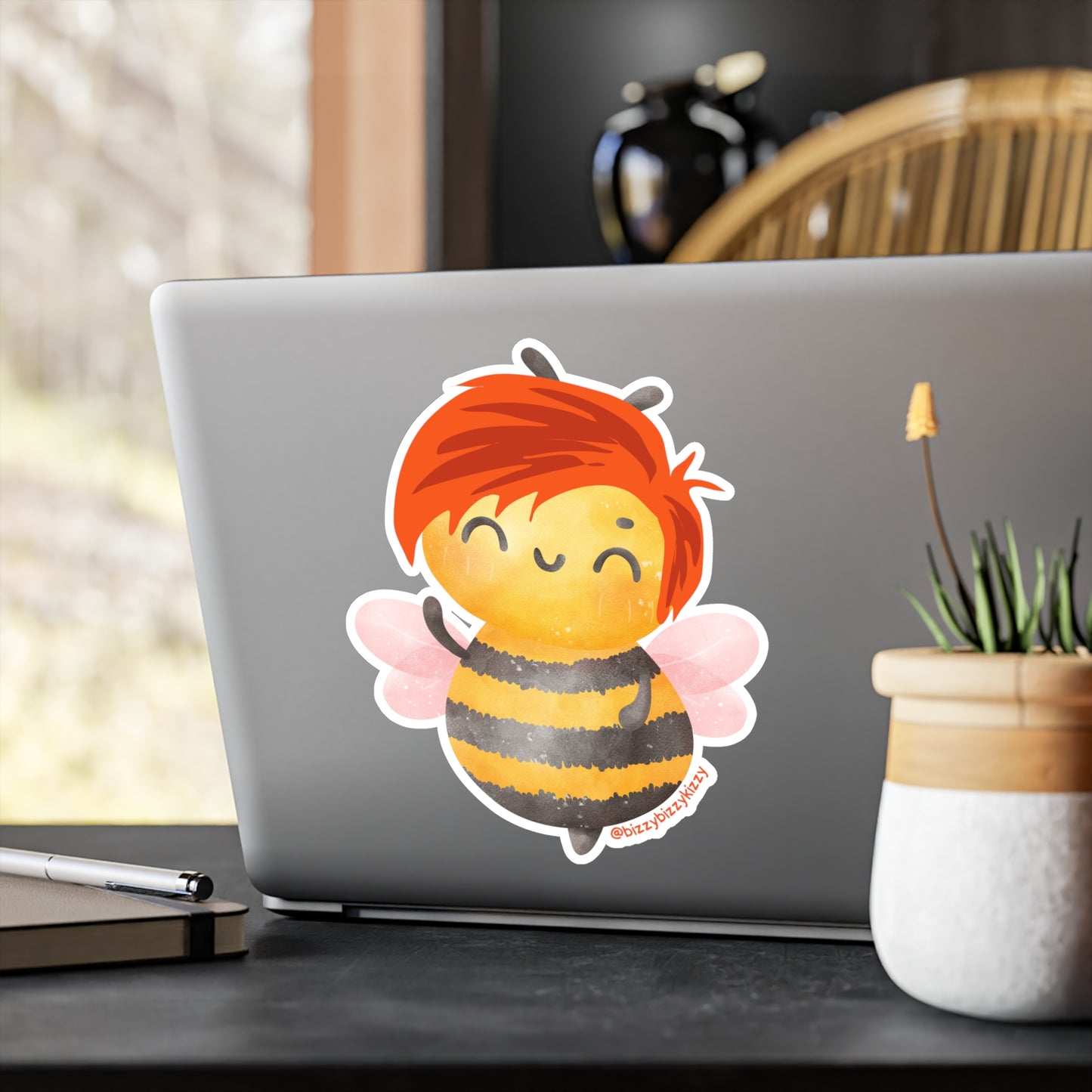 Wimblee the Bee Decal Colorful Honey Bee Kiss-Cut Vinyl Decals Cute Bee Art Gift