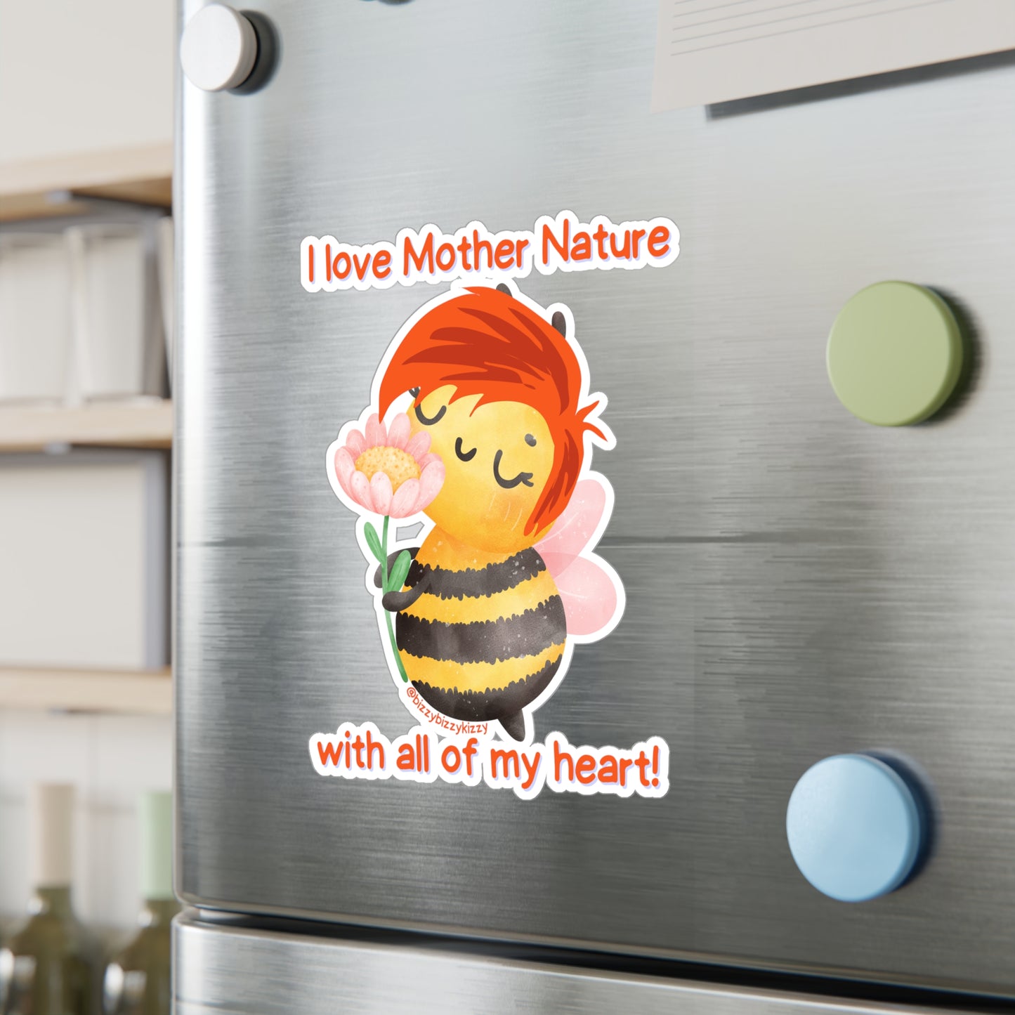 Wimblee the Bee Kiss-Cut Vinyl Decals I Love Mother Nature Decal Earth Day Gift for Teacher Appreciation