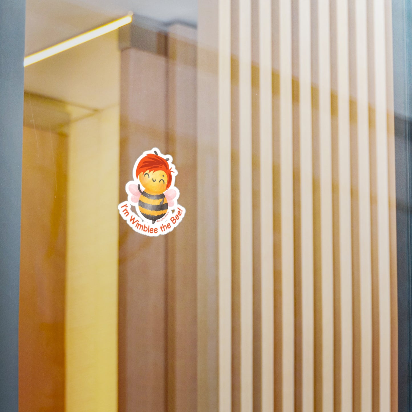 Wimblee the Bee Kiss-Cut Vinyl Decals Honey Bee Decal Red-Haired Art Bee Appreciation Gift