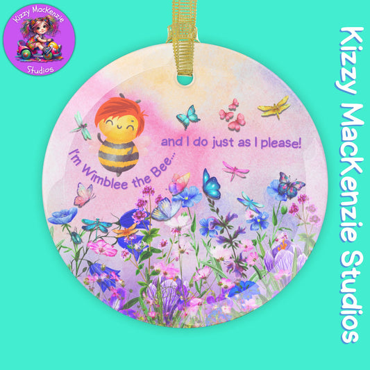 Wimblee the Bee Christmas Ornament Holiday Decor Wildflowers Honey Bee Glass Ornaments Teacher Gift