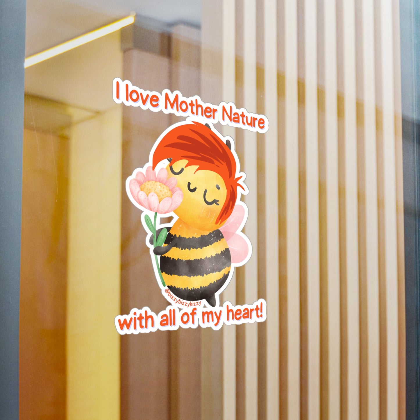 Wimblee the Bee Kiss-Cut Vinyl Decals I Love Mother Nature Decal Earth Day Gift for Teacher Appreciation