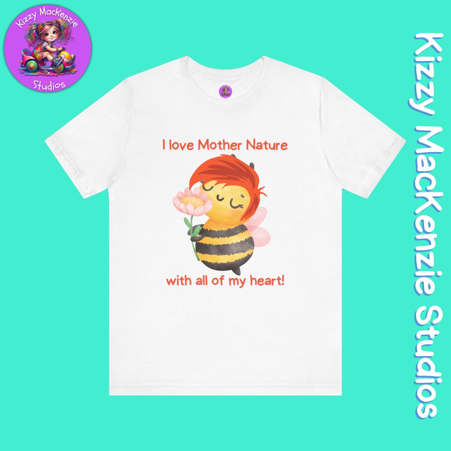 Wimblee the Bee T-Shirt Mother Nature Lover Gift Honey Bee Tee Flower Gift for Her Adult Unisex Jersey Short Sleeve T-Shirt