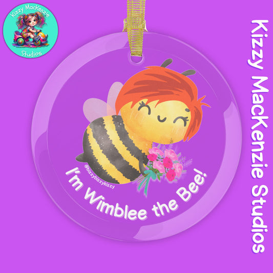 Wimblee the Bee Holiday Glass Ornament Flower Bouquet Nature Gift Christmas Gift for Mom