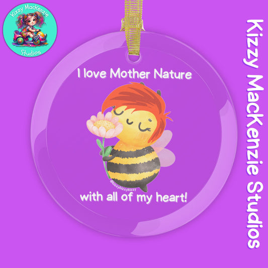 Wimblee the Bee Christmas Glass Ornament Holiday Gift Mother Nature Flowers