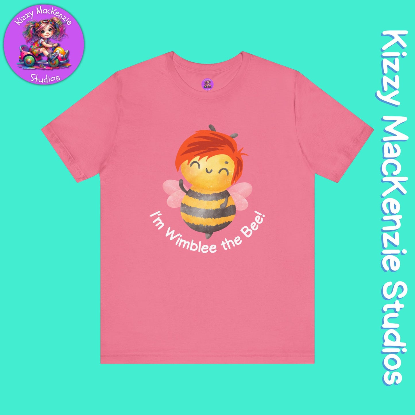 Wimblee the Bee Tee Shirt Red-Haired Honey Bee Gift for Him or Her Colorful Nature Art Adult Unisex Jersey Short Sleeve T-Shirt