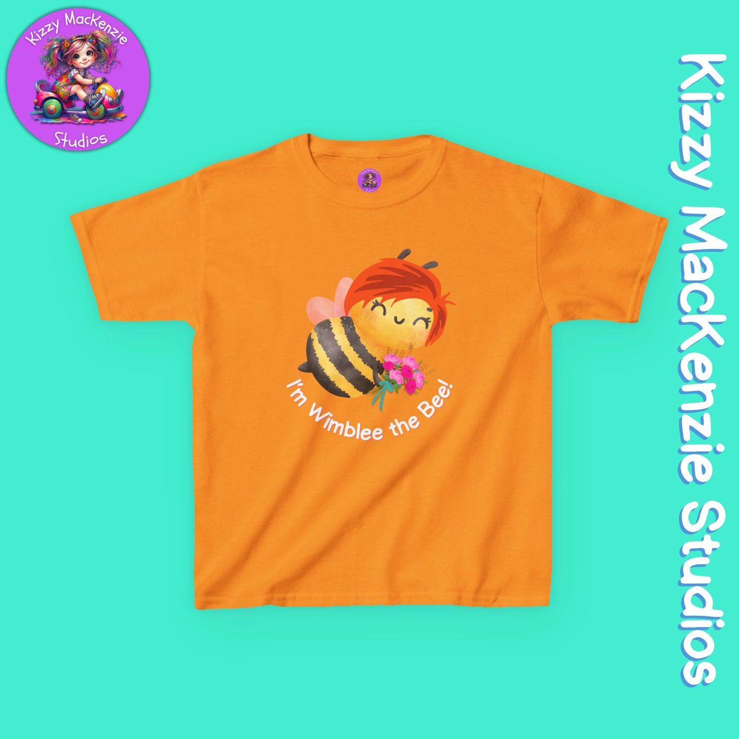 Wimblee the Bee Kids Spring Tee Shirt Bouquet of Flowers Nature Gift for Kids Honey Bee Art