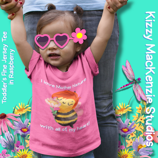 Wimblee the Bee Toddler's Fine Jersey Tee I Love Mother Nature Shirt for Toddler Clothes