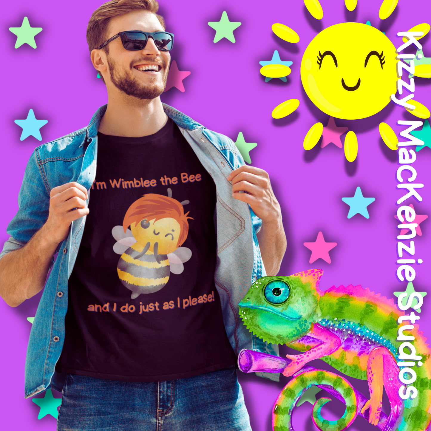 Wimblee the Bee Funny Honey Bee T-Shirt Spring Tee for Him or Her Teacher Appreciation Gift Unisex Heavy Cotton Tee