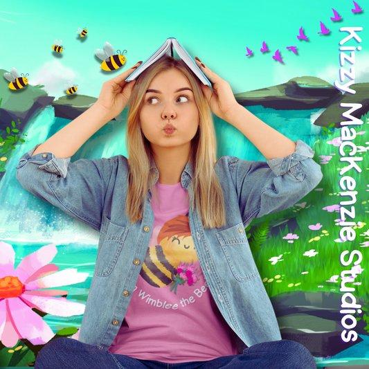 Wimblee the Bee Colorful Spring T-Shirt Environment Shirt Mother Nature Lover Gift Beautiful Bee Art Adult Unisex Heavy Cotton Tee